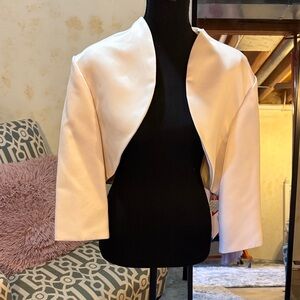Cropped Satin Bolero Jacket in Ivory